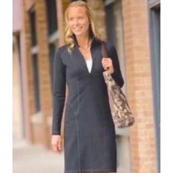 Athleta Cassidy Long Sleeve Half Zip Ponte Knit Dress Light Grey XXS - Picture 10 of 11